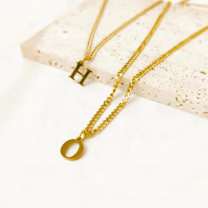 Curb Chain Letter Pendant Necklace - Image 4