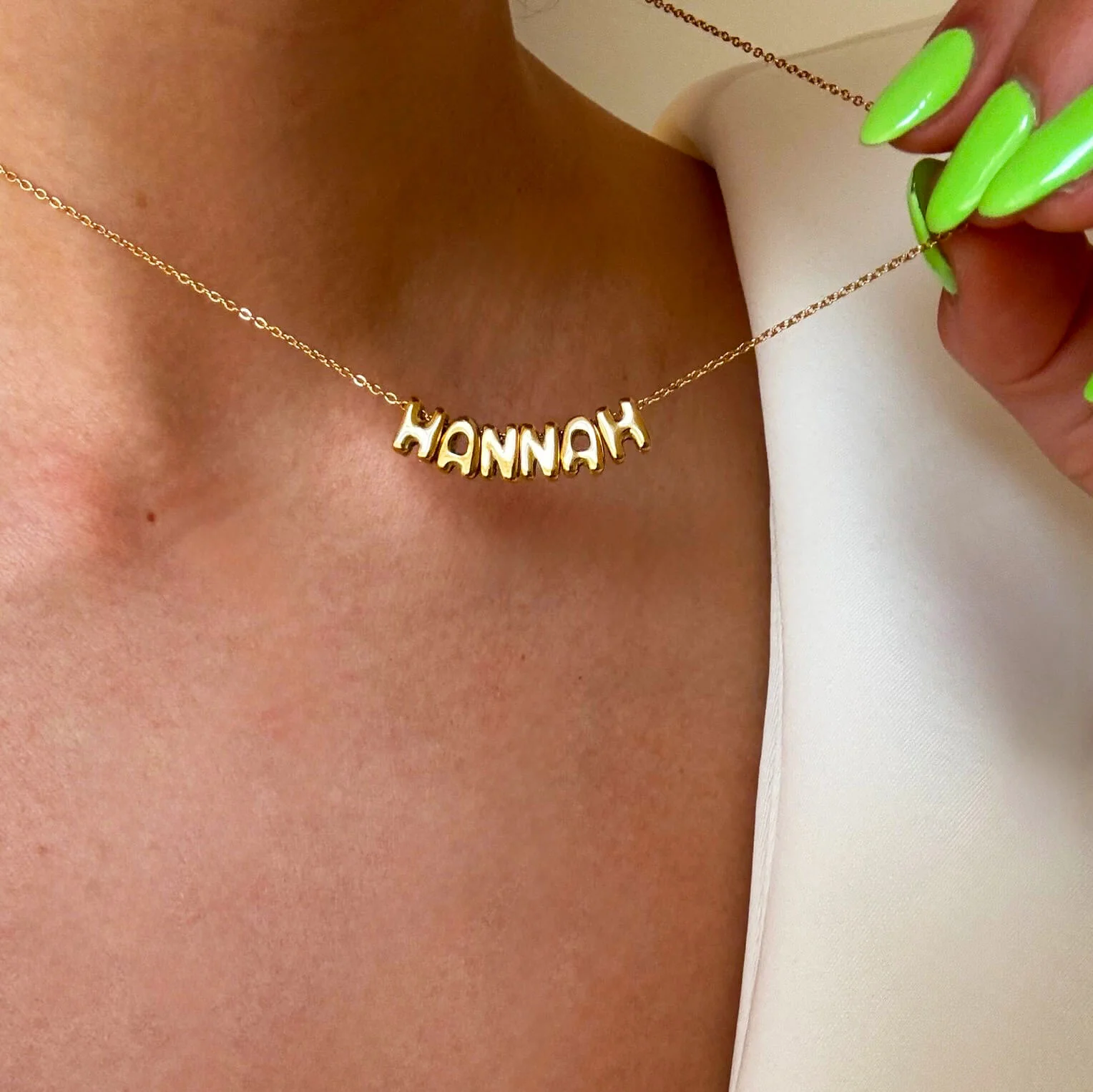 Custom Bubble Letter Name Necklace - Image 3