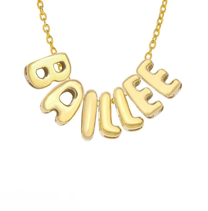 Custom Bubble Letter Name Necklace - Image 4