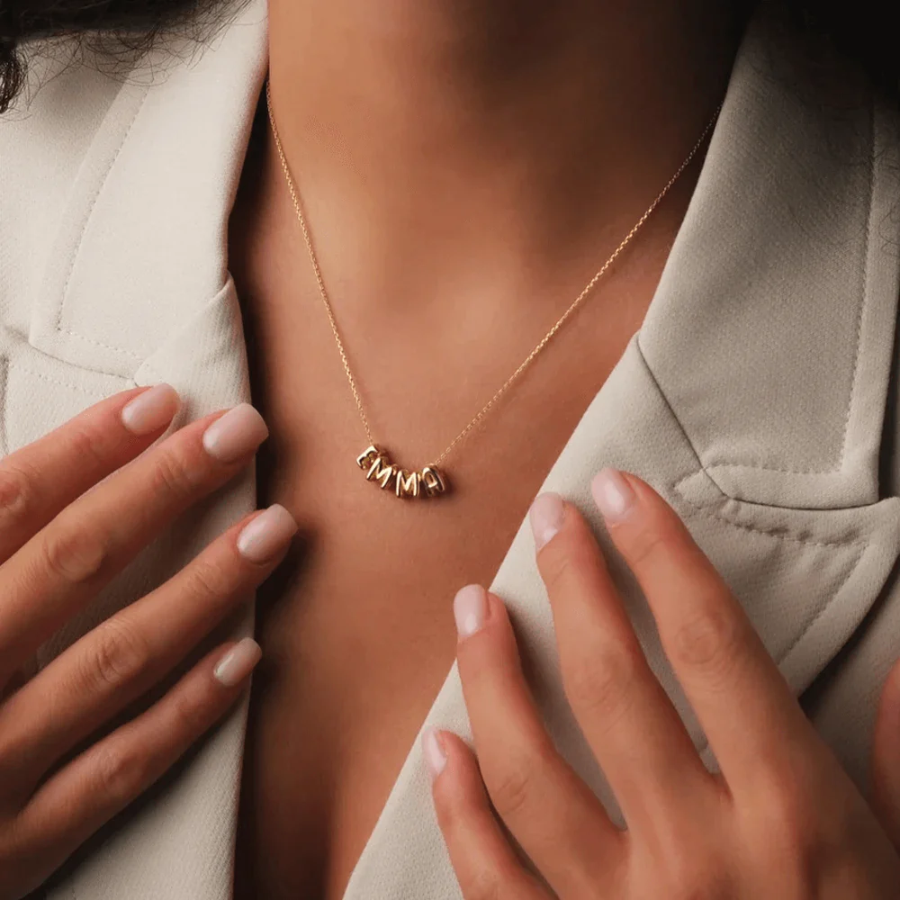 Custom Bubble Letter Name Necklace - Image 5