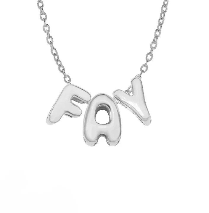 Custom Bubble Letter Name Necklace - Image 7