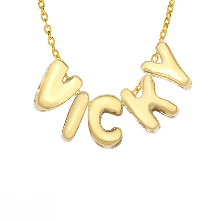 Custom Bubble Letter Name Necklace - Image 8
