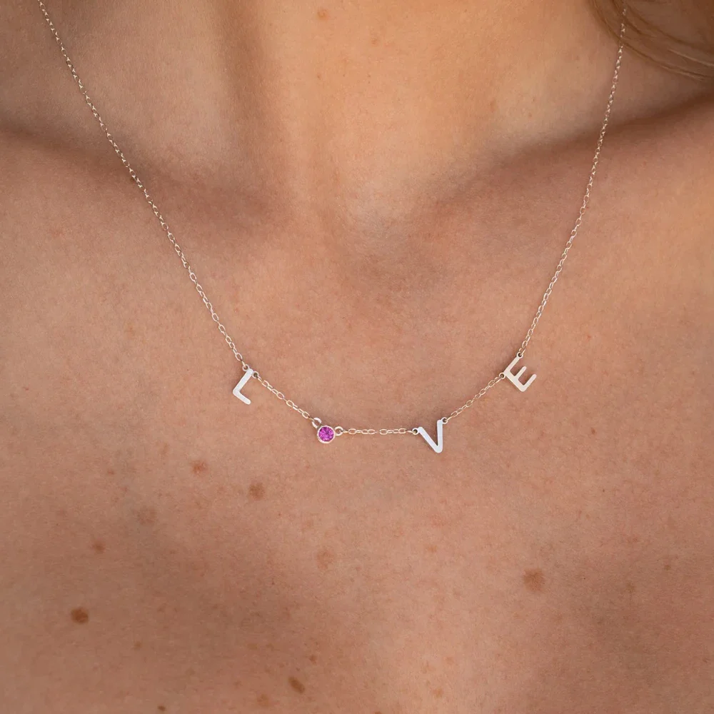 Custom Dainty Initial Birthstone Necklace - Image 5