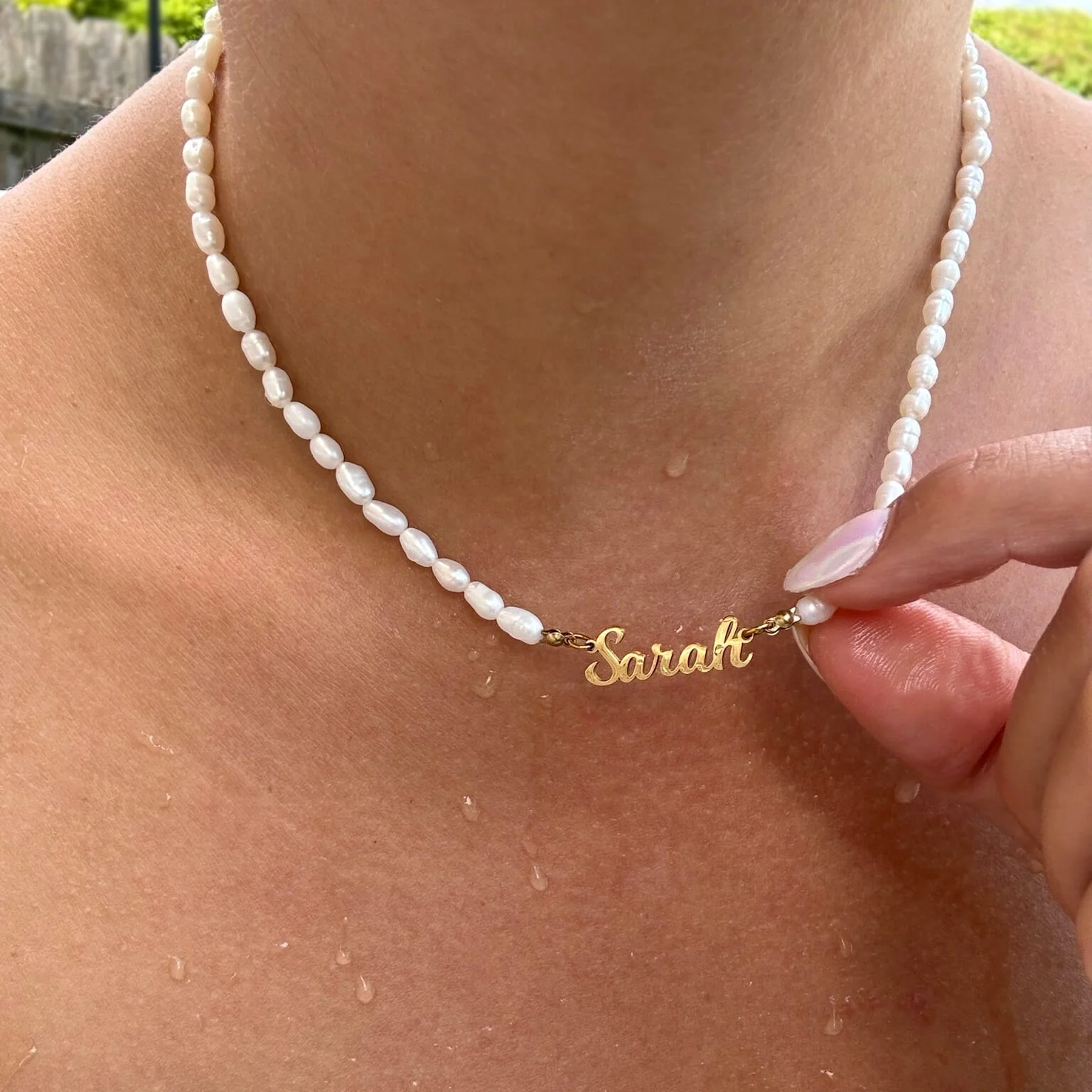 Custom Freshwater Pearl Name Necklace - Image 3