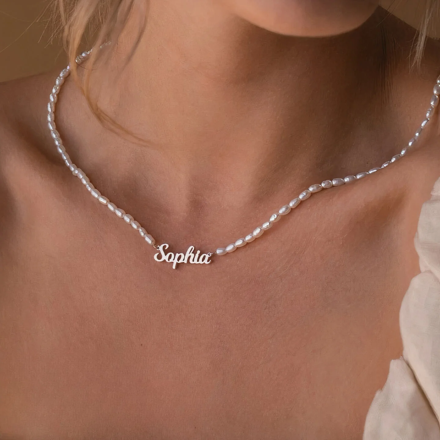 Custom Freshwater Pearl Name Necklace - Image 4