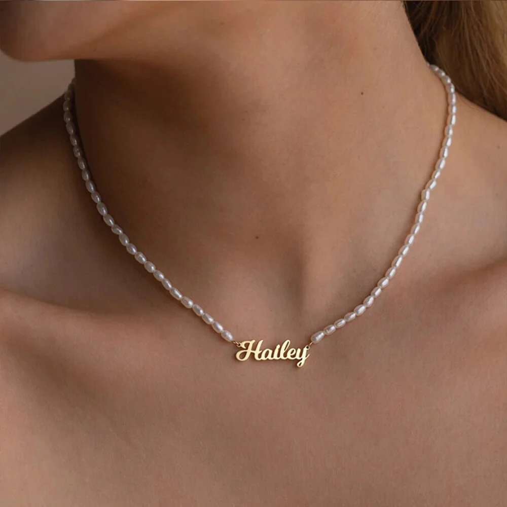Custom Freshwater Pearl Name Necklace - Image 5