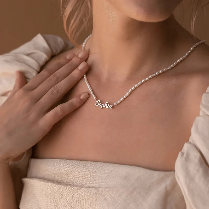 Custom Freshwater Pearl Name Necklace - Image 6