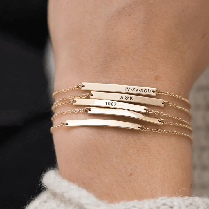 Dainty Engravable Bar Bracelet - Image 3