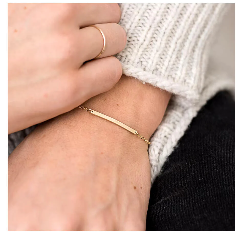 Dainty Engravable Bar Bracelet - Image 4