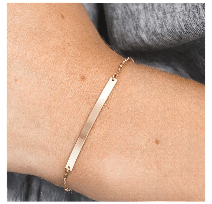 Dainty Engravable Bar Bracelet - Image 5
