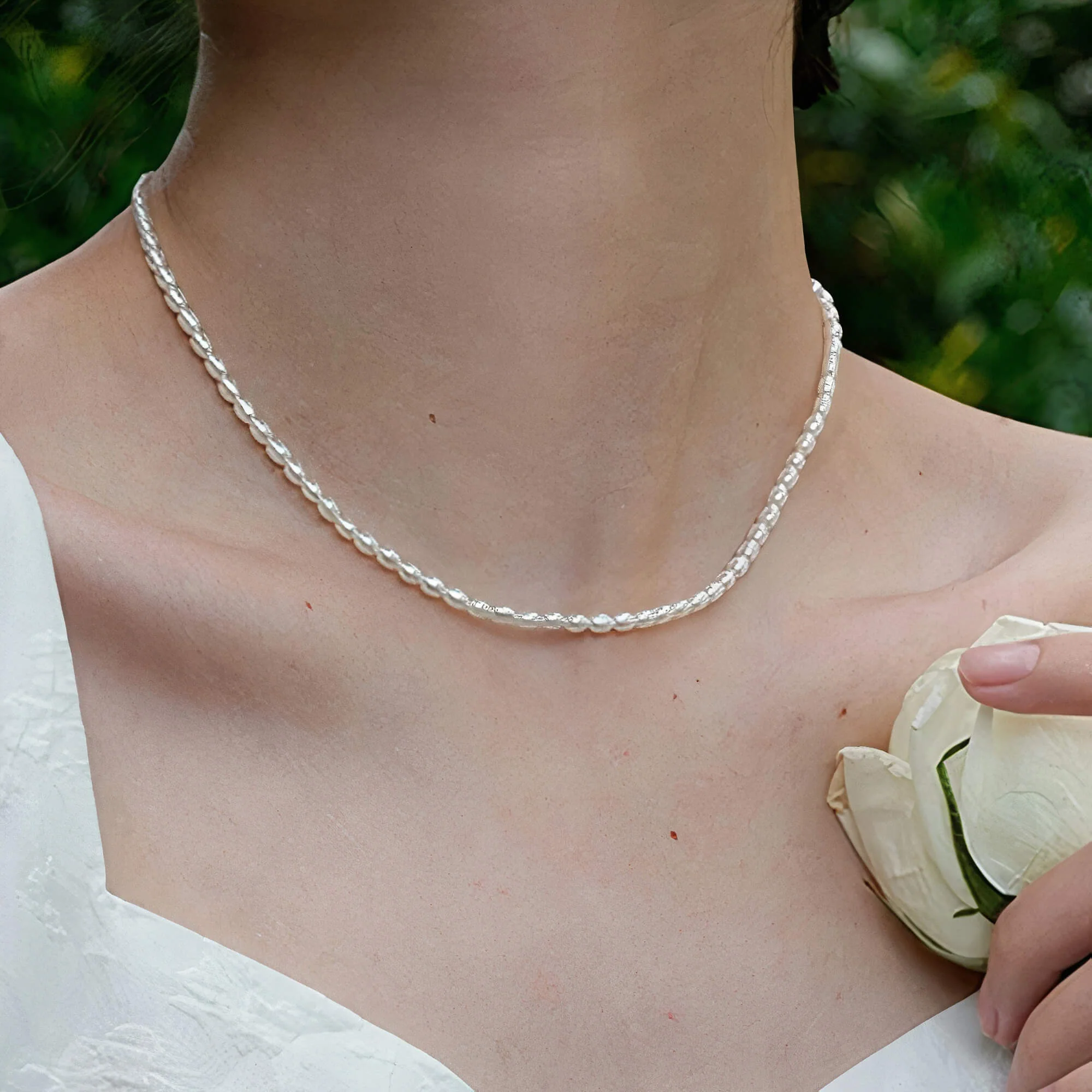 Dainty Full Pearl Necklace - Image 4