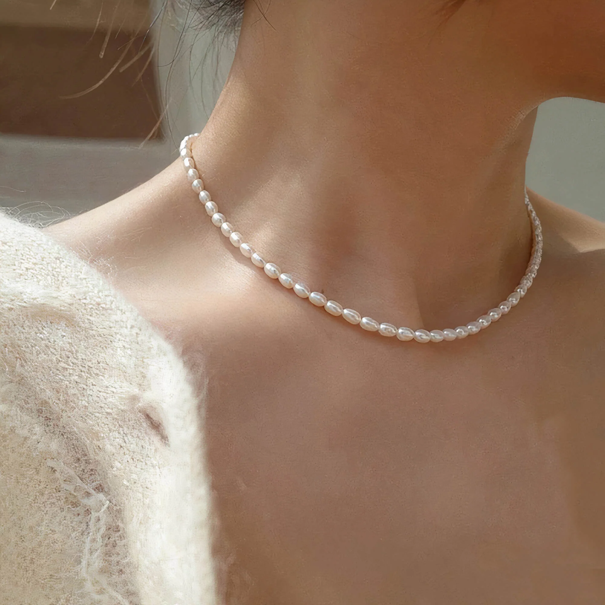 Dainty Full Pearl Necklace - Image 5