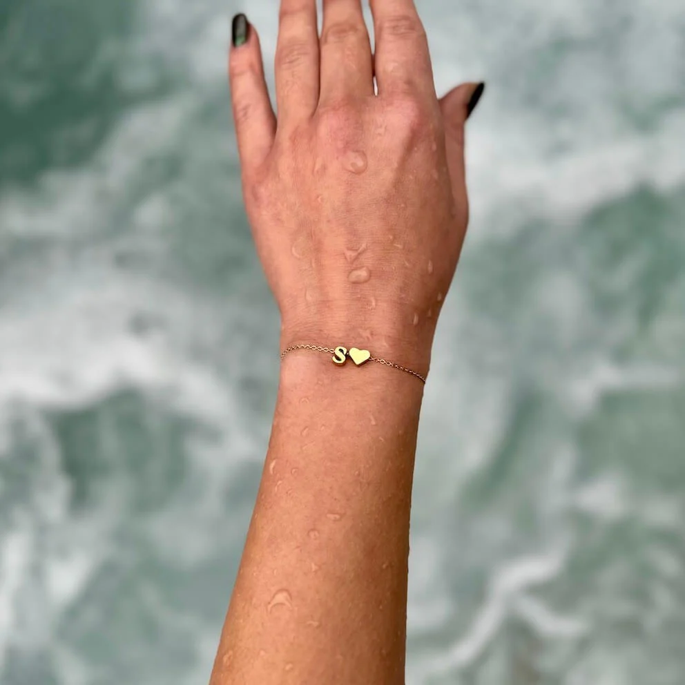Dainty Initial Heart Bracelet - Image 3