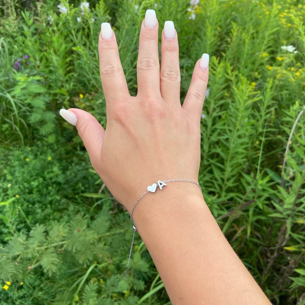 Dainty Initial Heart Bracelet - Image 4