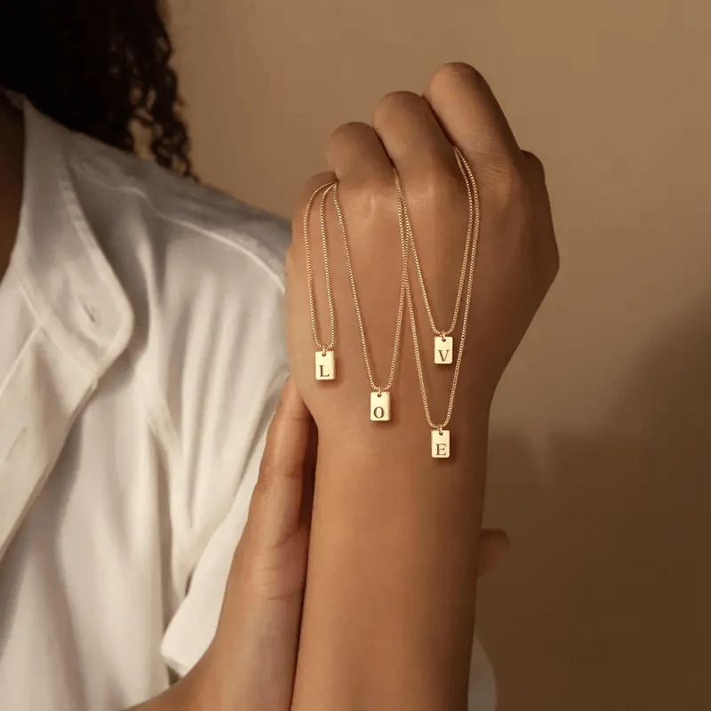 Dainty Initial Tag Necklace - Image 4