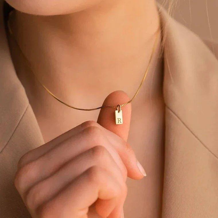 Dainty Initial Tag Necklace - Image 5
