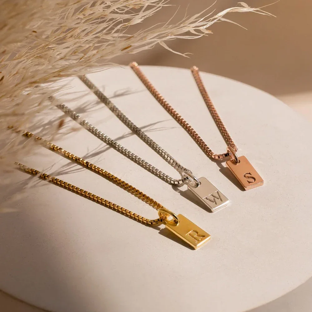 Dainty Initial Tag Necklace - Image 6