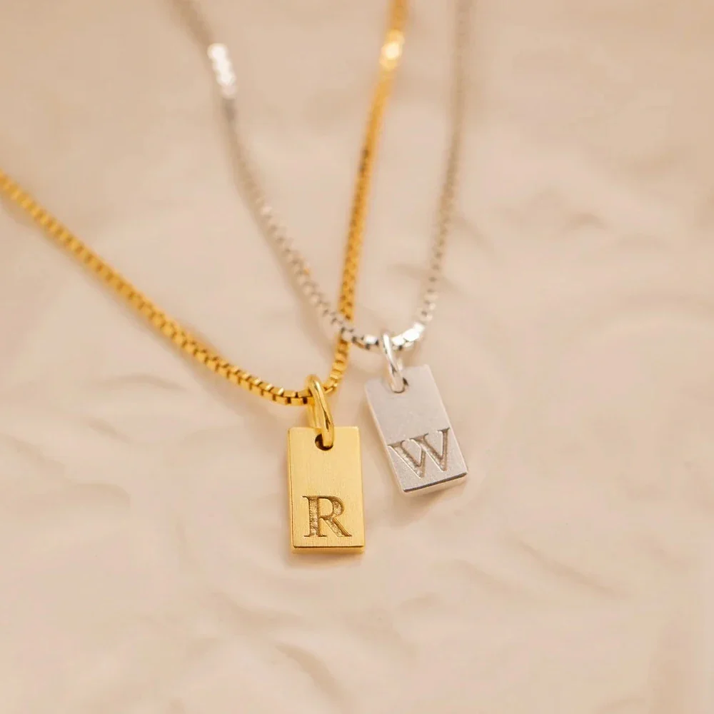 Dainty Initial Tag Necklace - Image 7