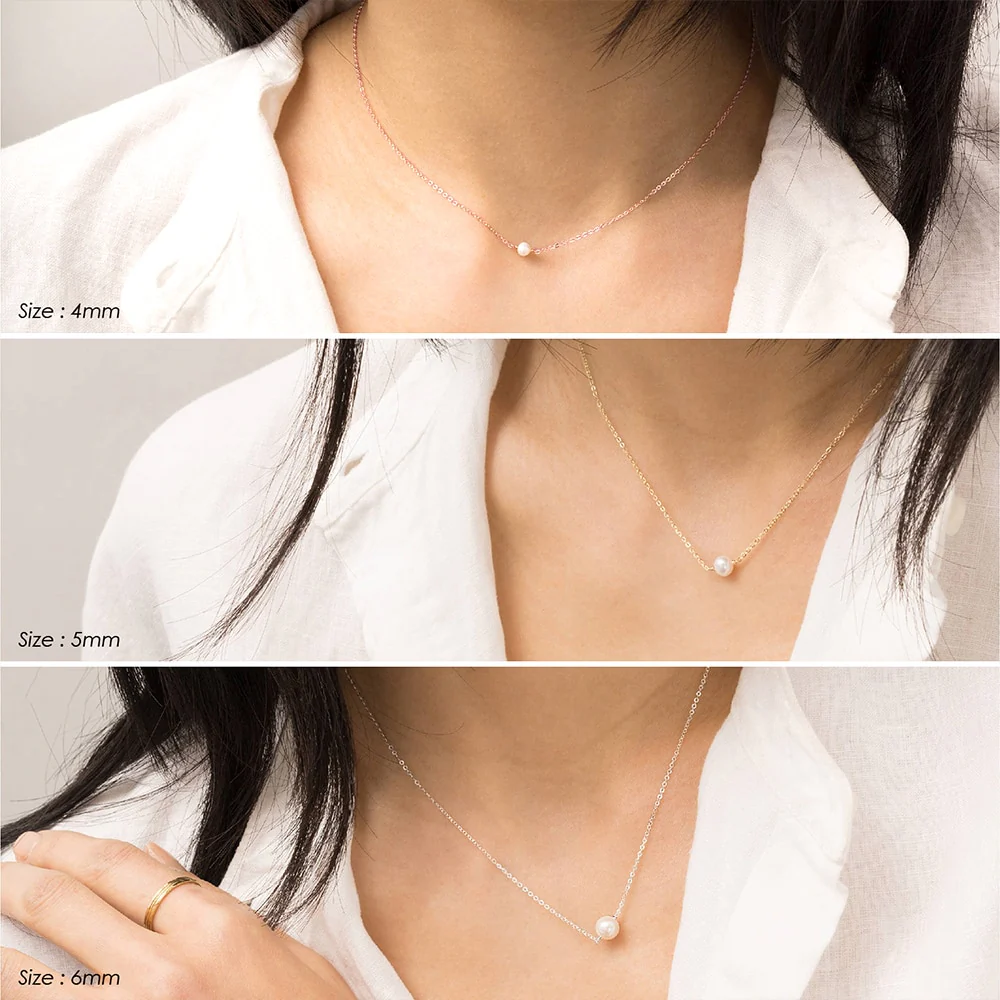 Dainty Single Pearl Necklace - Image 4