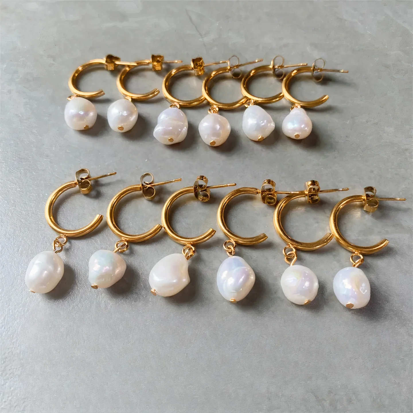 Freshwater Baroque Pearl Hoop Earrings - Image 7