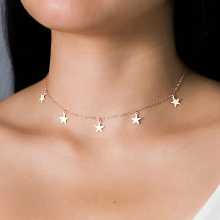 Gold Star Charm Choker Necklace - Image 4