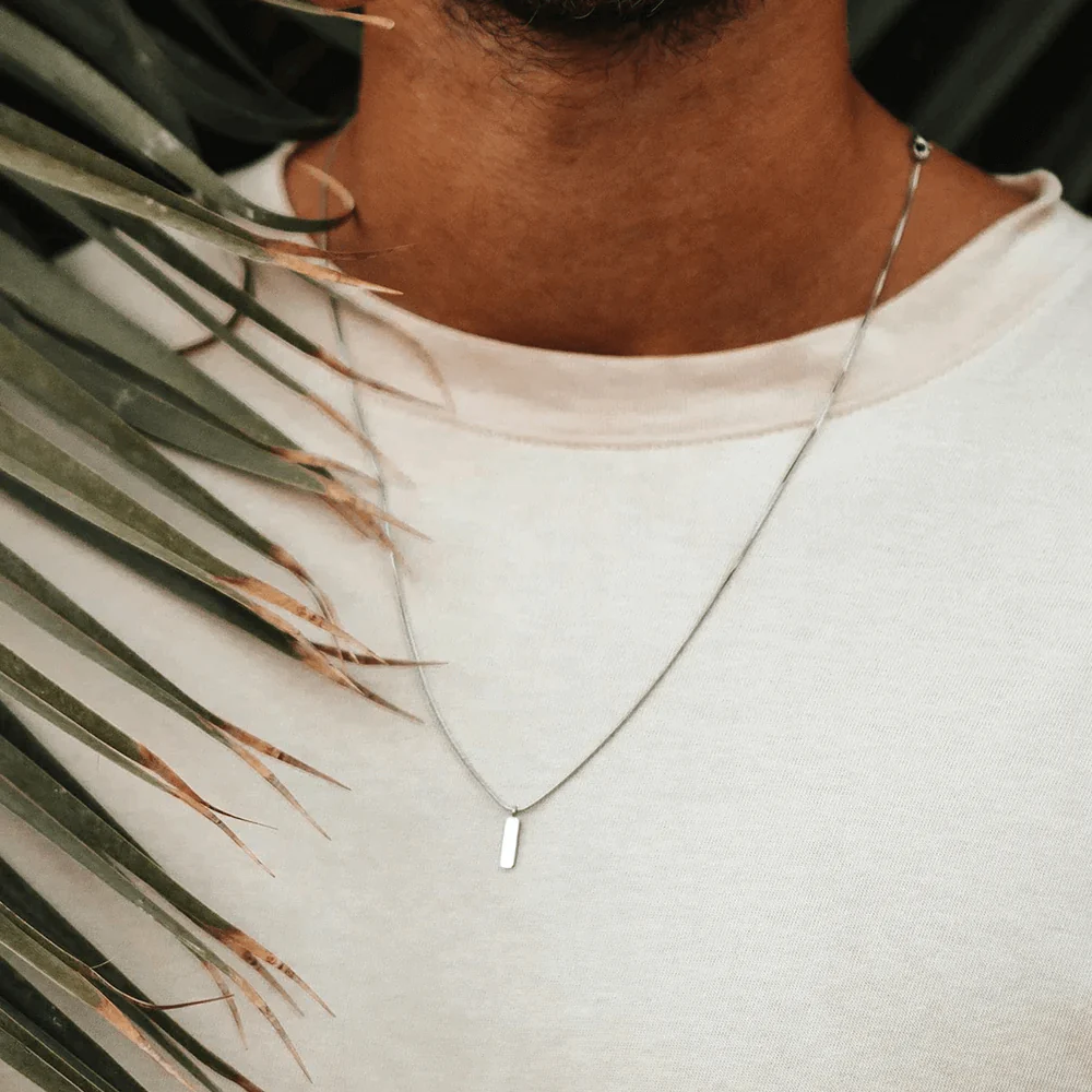 Mens Square Chain Pendant Necklace - Image 6