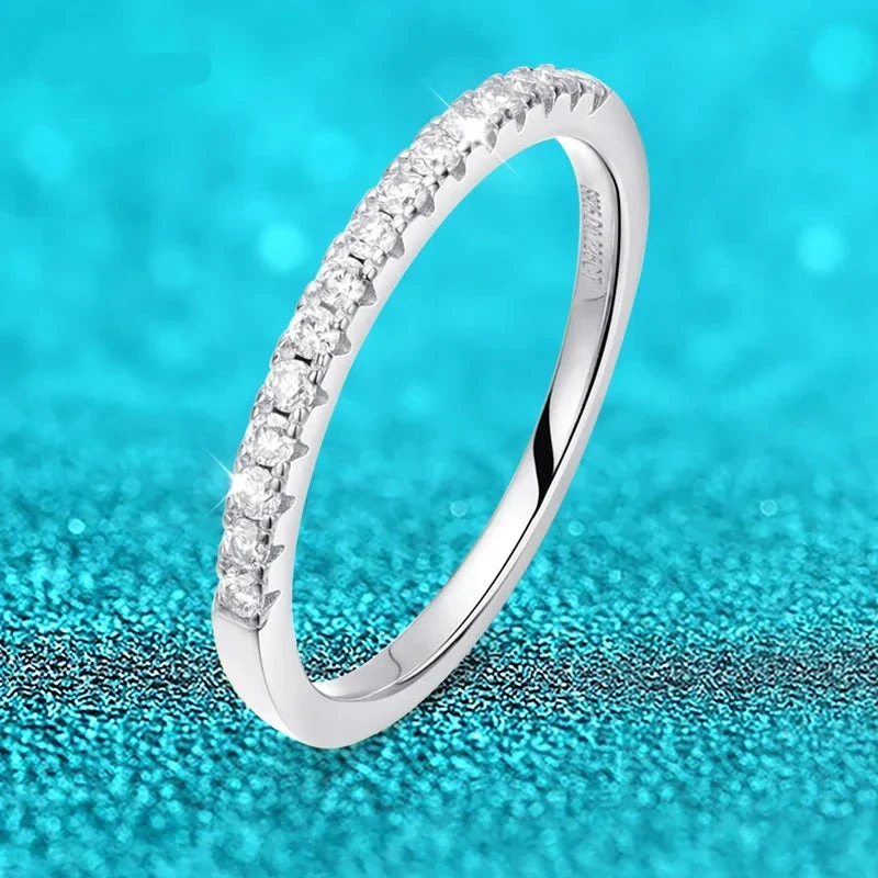 Moissanite 15 Stone Wedding Band Ring, 1.5mm - Image 3