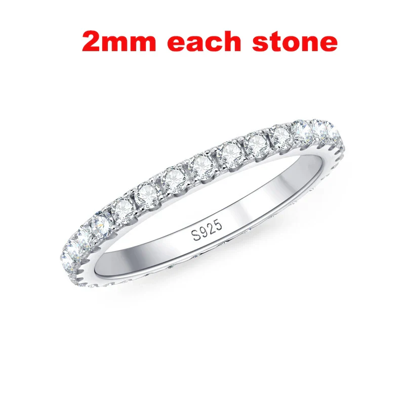 Moissanite Eternity Wedding Band Ring, 2-5mm - Image 9