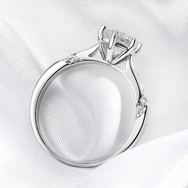 Moissanite Flower Style Round Cut Engagement Ring, 1 to 3 Carat - Image 3