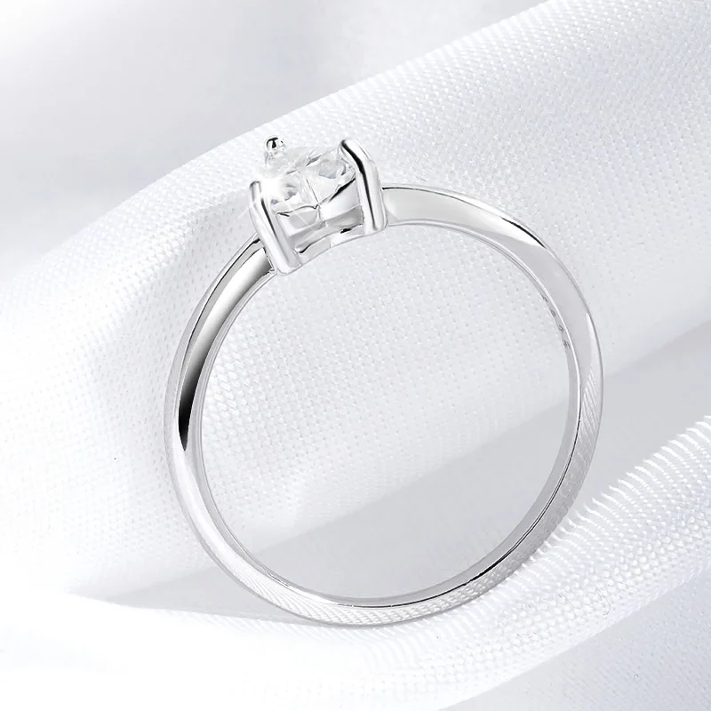 Moissanite Round Solitaire Heart Engagement Ring, 18k White Gold Plated, 0.5 Carat - Image 4